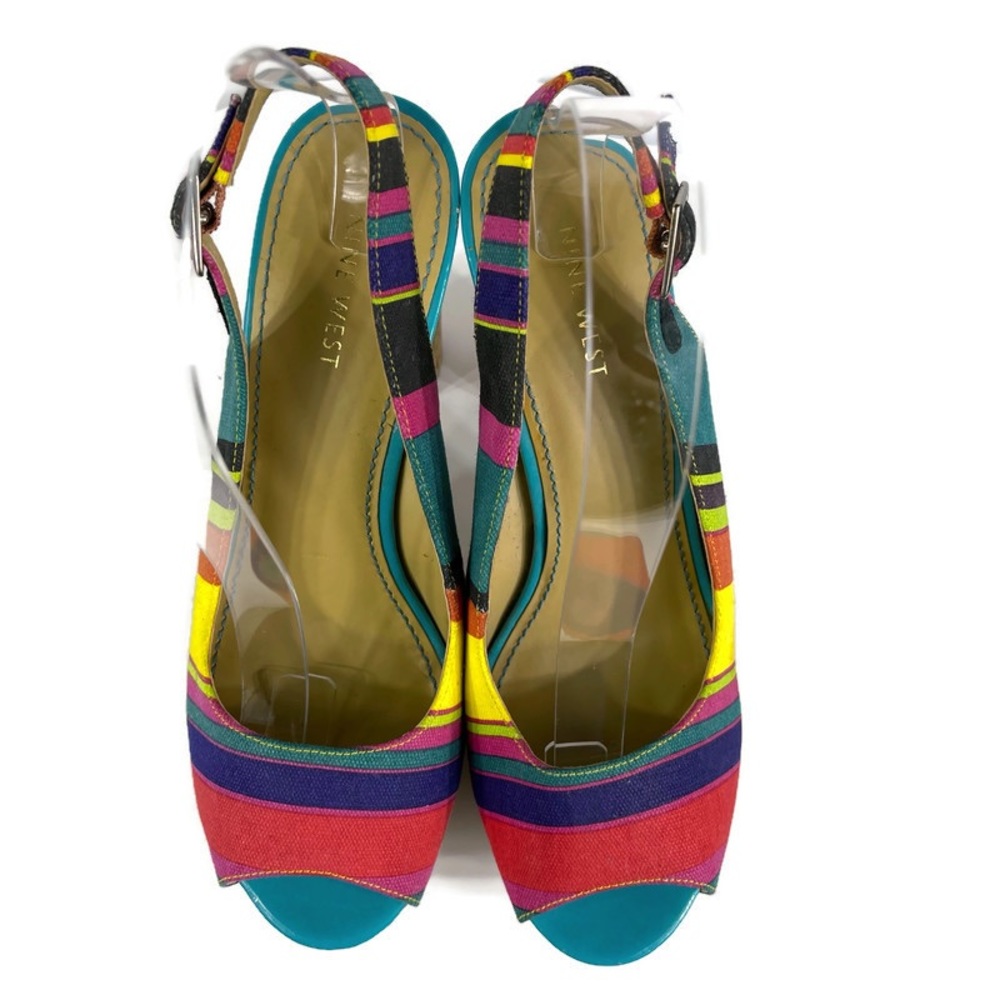 Nine West Multi-Color Cork Block Heel Size 7.5m - image 3